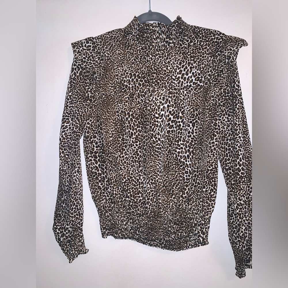 Leopard print long sleeve blouse top - Picture 2 of 2